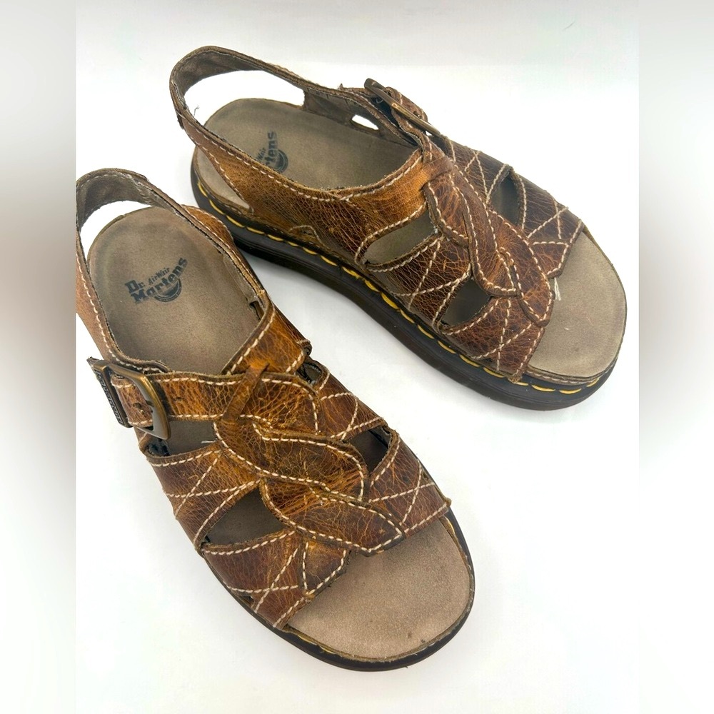 Vtg Dr. Martens Sandals Twist Fisherman Platform Women’s 8 & 9 Brown 90’s Grunge - Picture 1 of 13